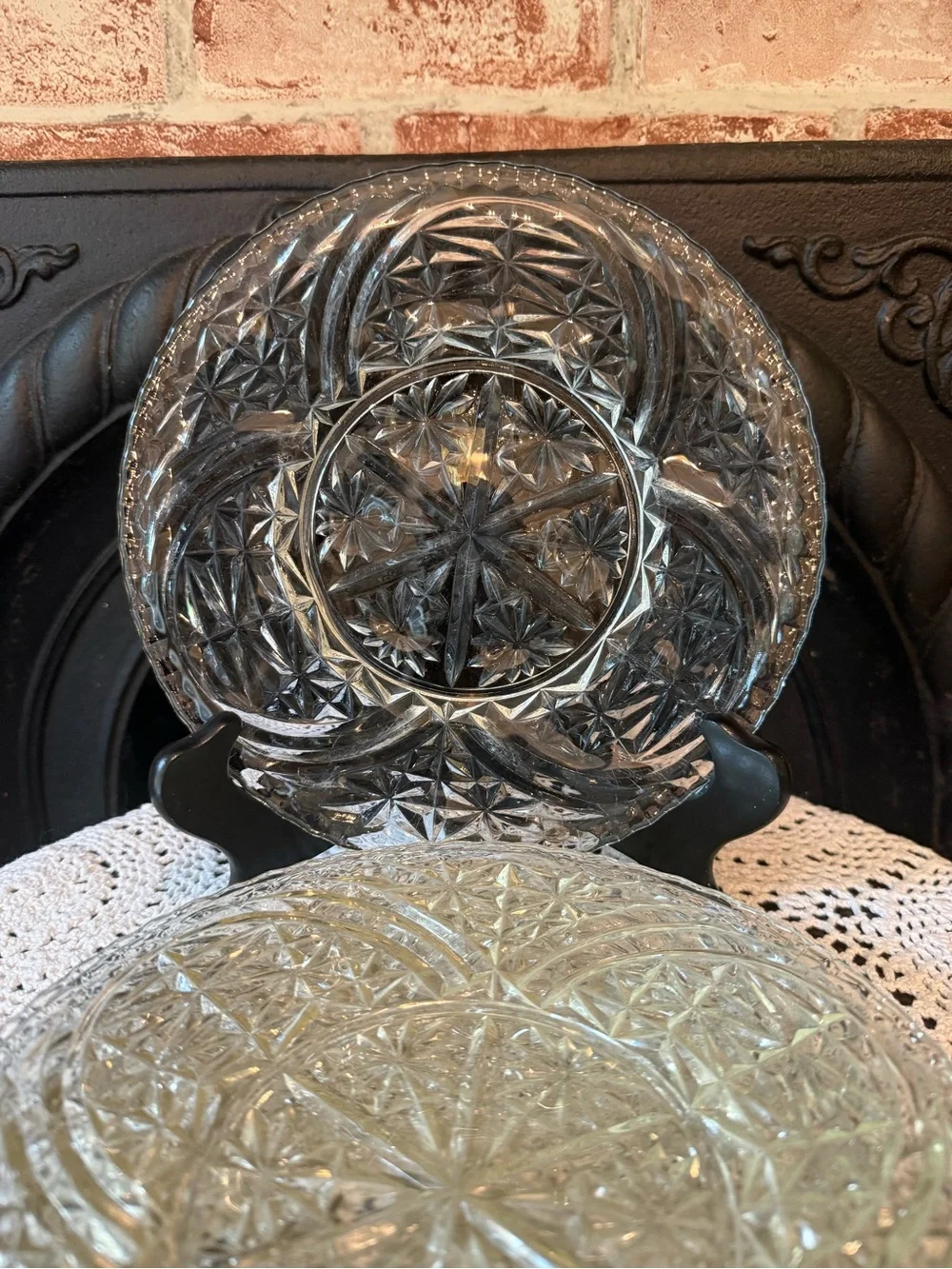 Anchor Hocking Stars and Bars Clear Glass 8.25” Luncheon Salad Plates Set of 6
